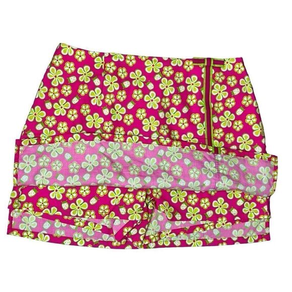 Lilly Pulitzer Vintage Dune Buggy Pink Lime Mini Skirt Skort sz 8 Barbiecore Neo - Picture 3 of 12